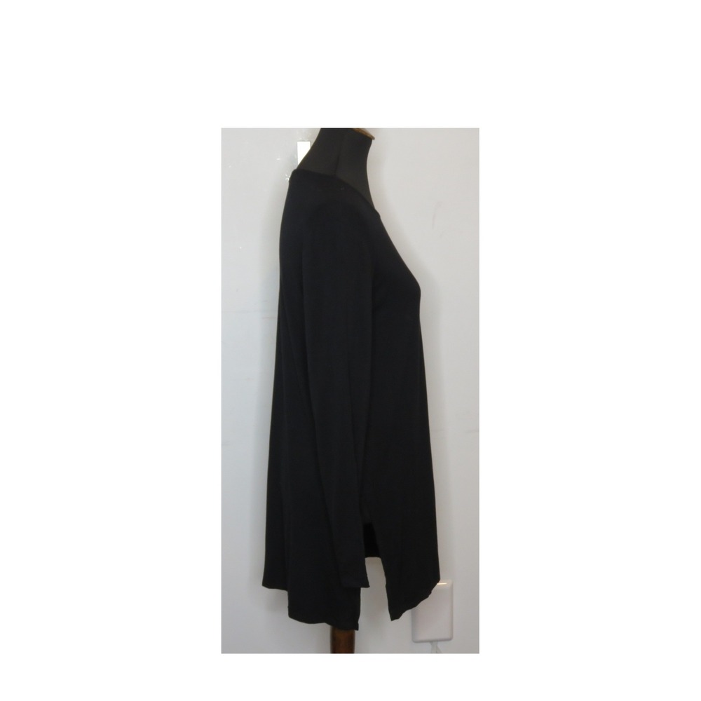 Eileen Fisher Black Long Sleeve Viscose Spandex Tunic Top Small S/P Side Slits - Picture 4 of 10